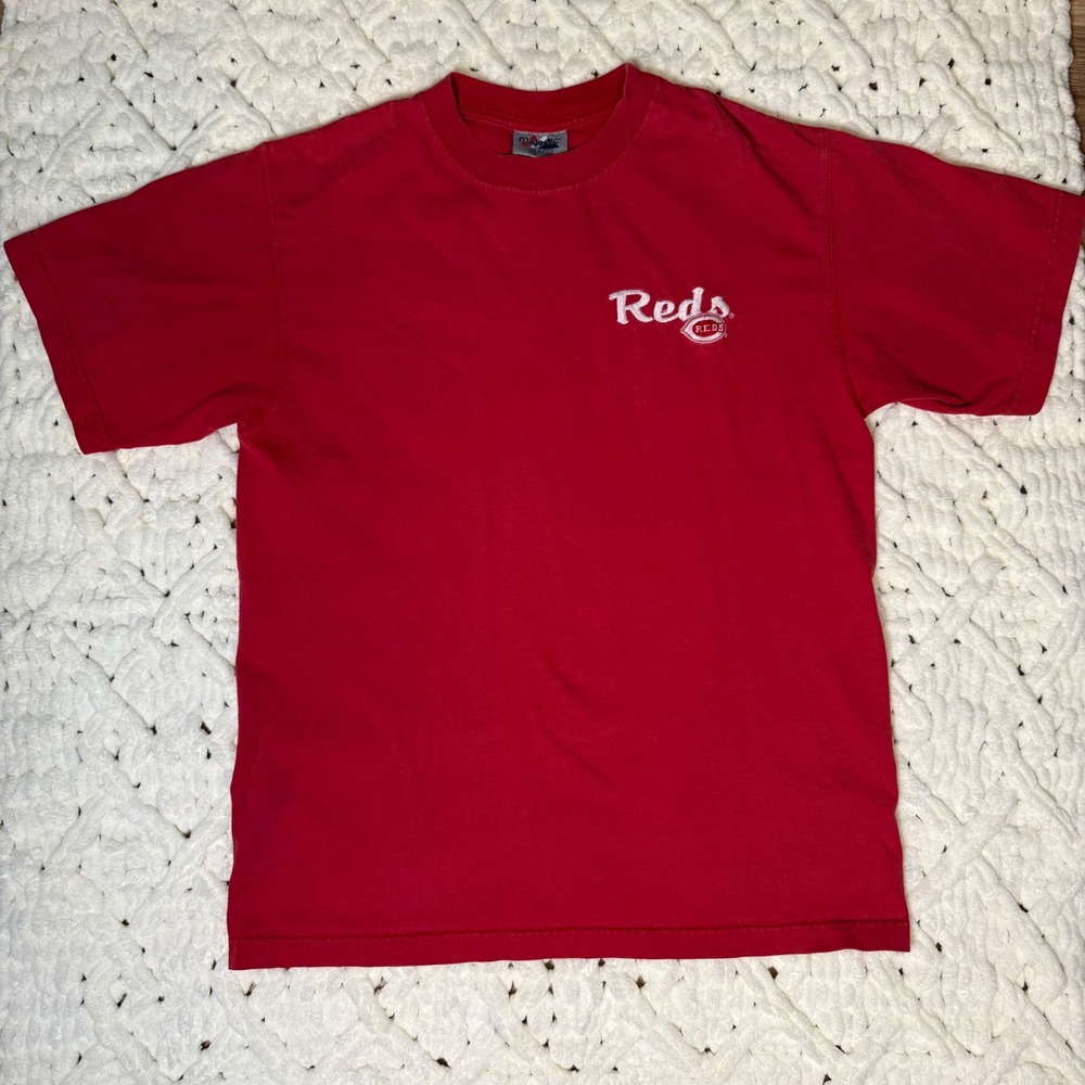 Majestic Cincinnati Reds Mens Medium Red Embroidered Logo T-Shirt MLB Baseball